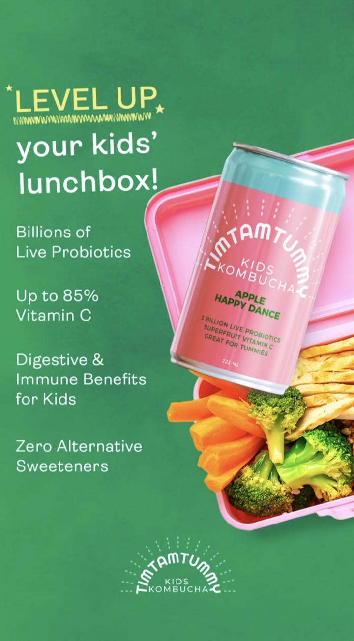 TimTamTummy Kids Kombucha lunchbox campaign creative